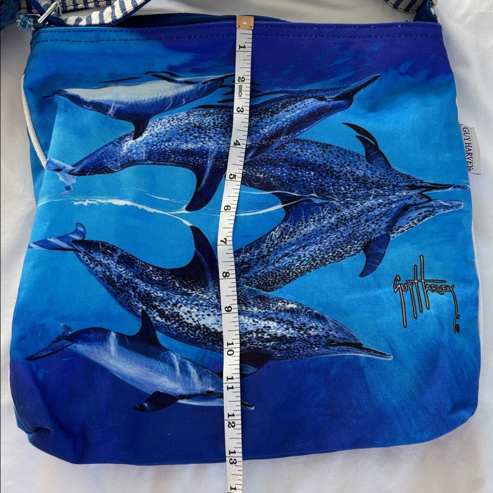Guy Harvey Blue Dolphin Print Crossbody Bag - Picture 9 of 12